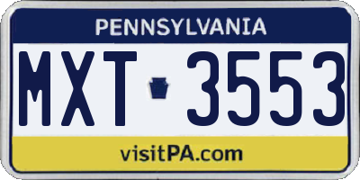 PA license plate MXT3553