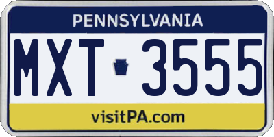 PA license plate MXT3555