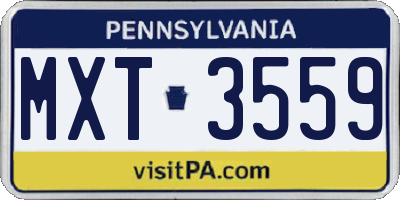 PA license plate MXT3559