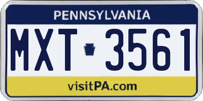 PA license plate MXT3561