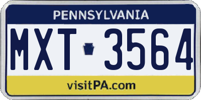 PA license plate MXT3564