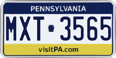 PA license plate MXT3565