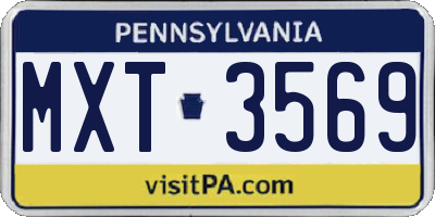 PA license plate MXT3569