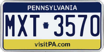 PA license plate MXT3570