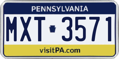 PA license plate MXT3571