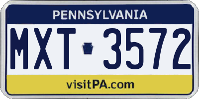 PA license plate MXT3572