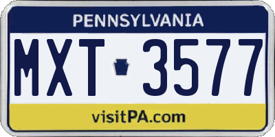 PA license plate MXT3577