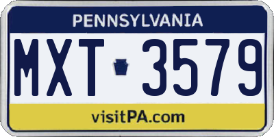 PA license plate MXT3579