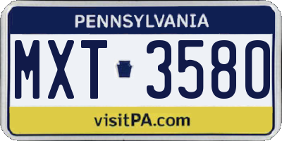 PA license plate MXT3580