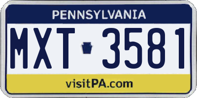 PA license plate MXT3581