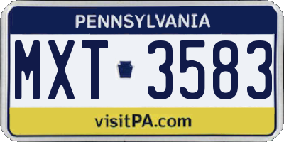 PA license plate MXT3583