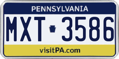 PA license plate MXT3586