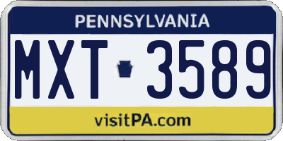 PA license plate MXT3589