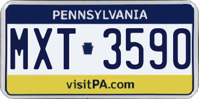PA license plate MXT3590