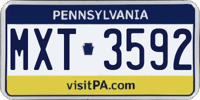 PA license plate MXT3592