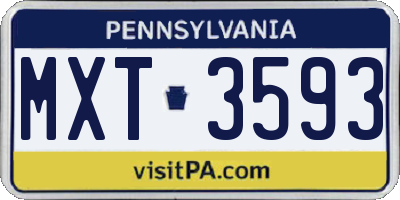 PA license plate MXT3593