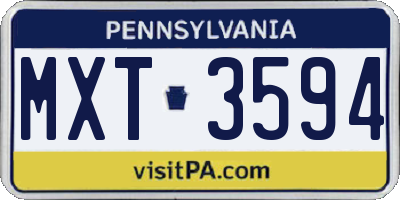 PA license plate MXT3594