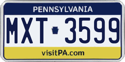 PA license plate MXT3599