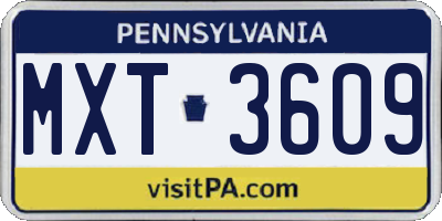 PA license plate MXT3609