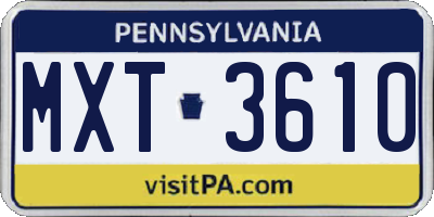 PA license plate MXT3610