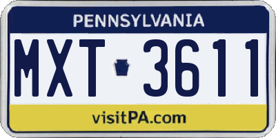PA license plate MXT3611