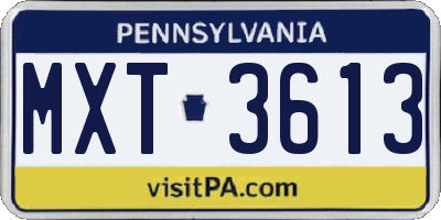 PA license plate MXT3613