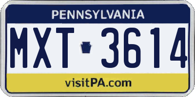 PA license plate MXT3614