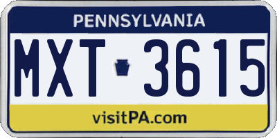 PA license plate MXT3615