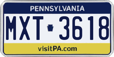 PA license plate MXT3618