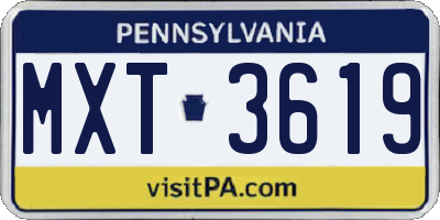 PA license plate MXT3619