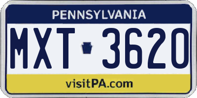 PA license plate MXT3620