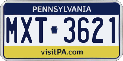 PA license plate MXT3621