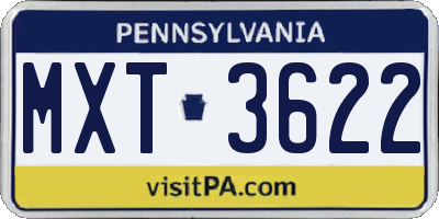 PA license plate MXT3622