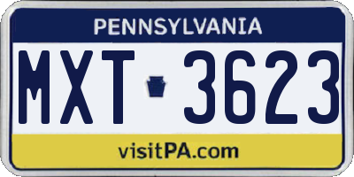 PA license plate MXT3623