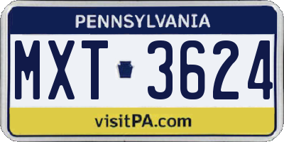 PA license plate MXT3624