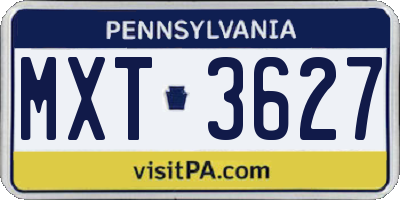 PA license plate MXT3627