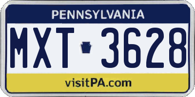 PA license plate MXT3628