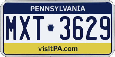 PA license plate MXT3629