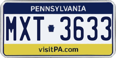 PA license plate MXT3633