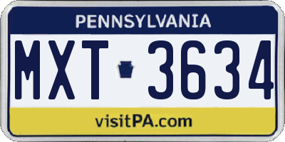 PA license plate MXT3634