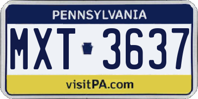 PA license plate MXT3637