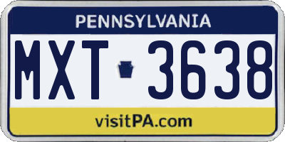 PA license plate MXT3638