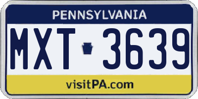 PA license plate MXT3639