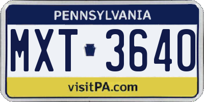 PA license plate MXT3640
