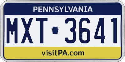 PA license plate MXT3641