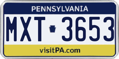 PA license plate MXT3653