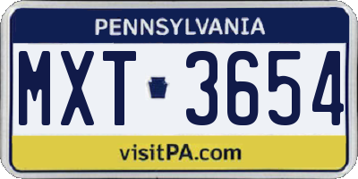 PA license plate MXT3654