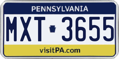 PA license plate MXT3655