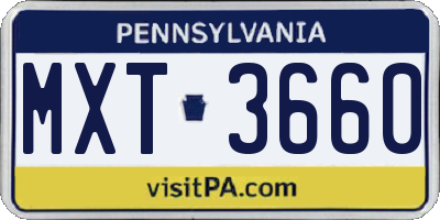 PA license plate MXT3660