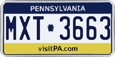 PA license plate MXT3663